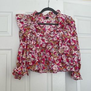 Floral Ruffle Top - SHEIN